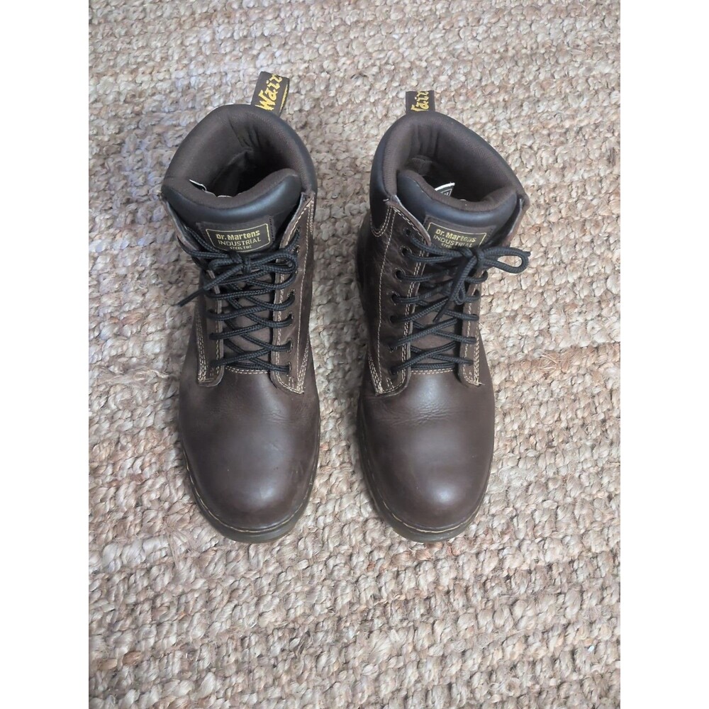 Dr Martens Men's Size 12 Air Wair Industrial Brown Leather Boots Steel Toe Ankle